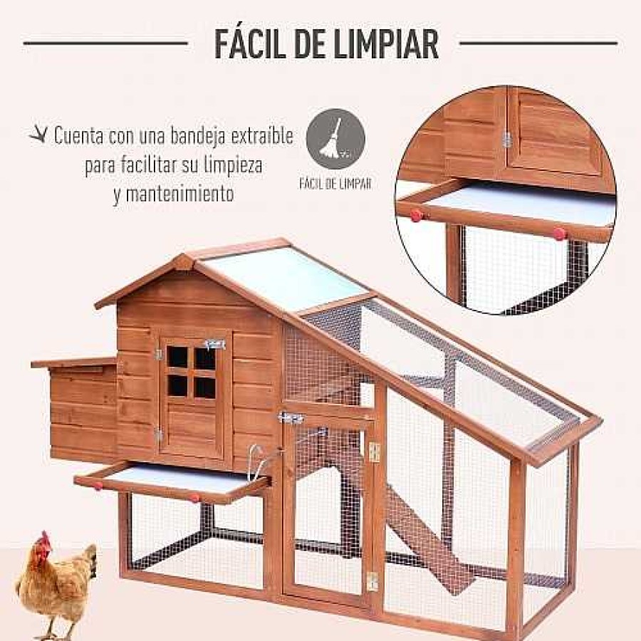 Otros Animales PawHut Gallinas Y Aves De Corral | Gallinero Pawhut De Madera Para Exterior Color Madera