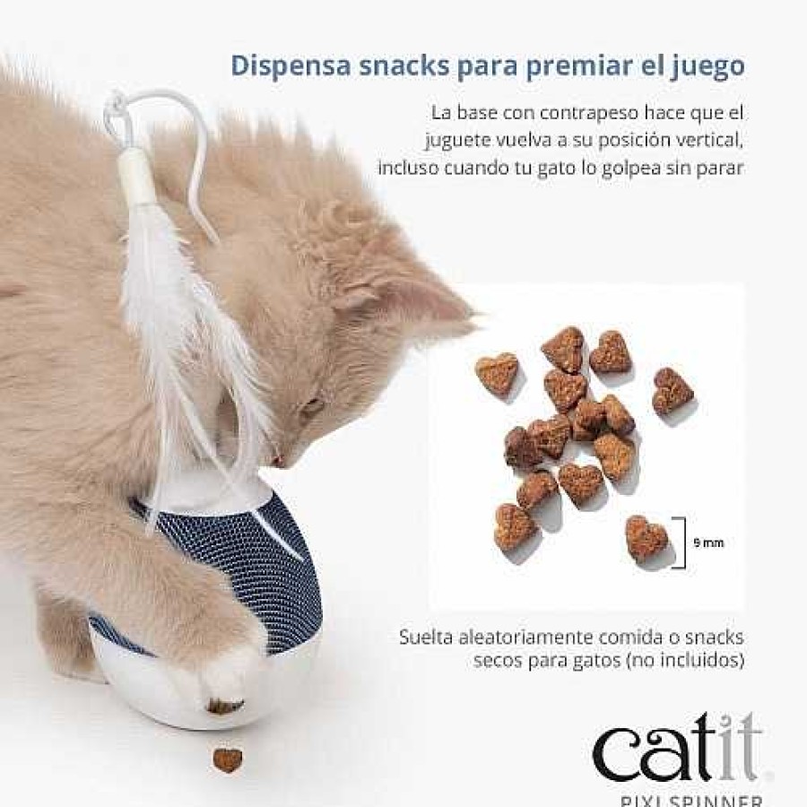 Gatos Catit Dispensadores De Snacks | Cat It Pixi Spinner Juguete Y Porta Golosinas Azul Para Gatos