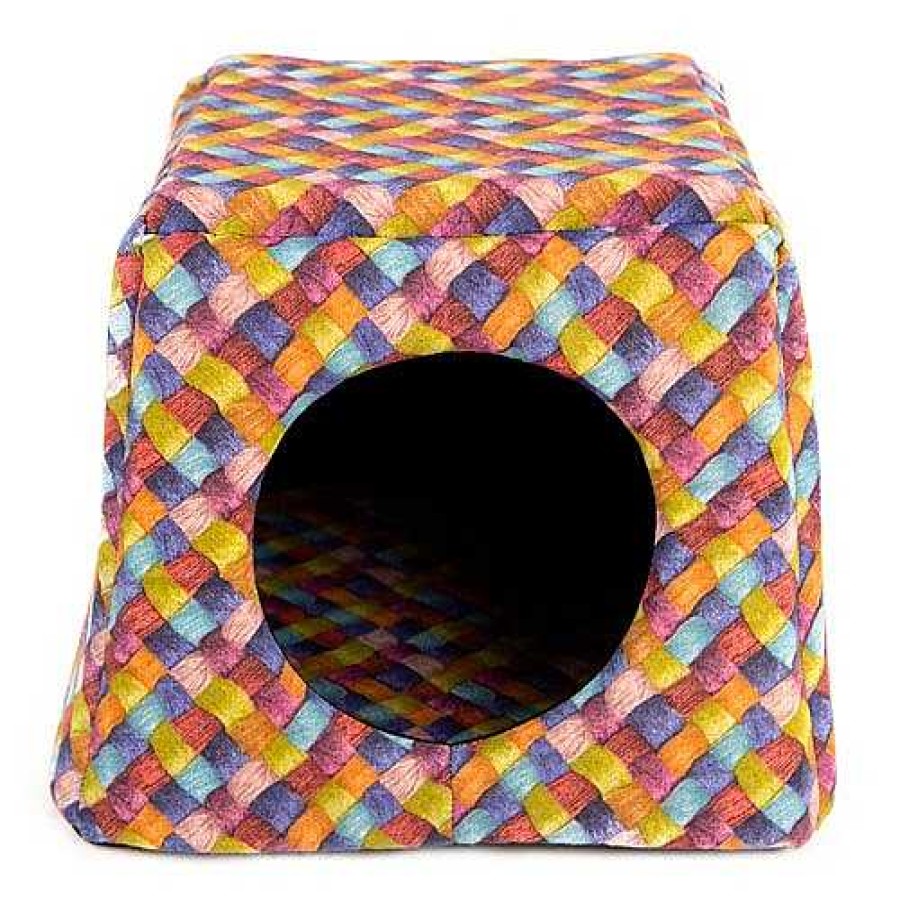 Gatos TK-Pet Camas Para Gatos | Tk-Pet Doble Cama Cubo Estampado Trenzado Para Gatos