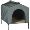 Perros PawHut Casetas Para Perros | Pawhut Caseta Con Cama Y Parasol Gris Para Perros