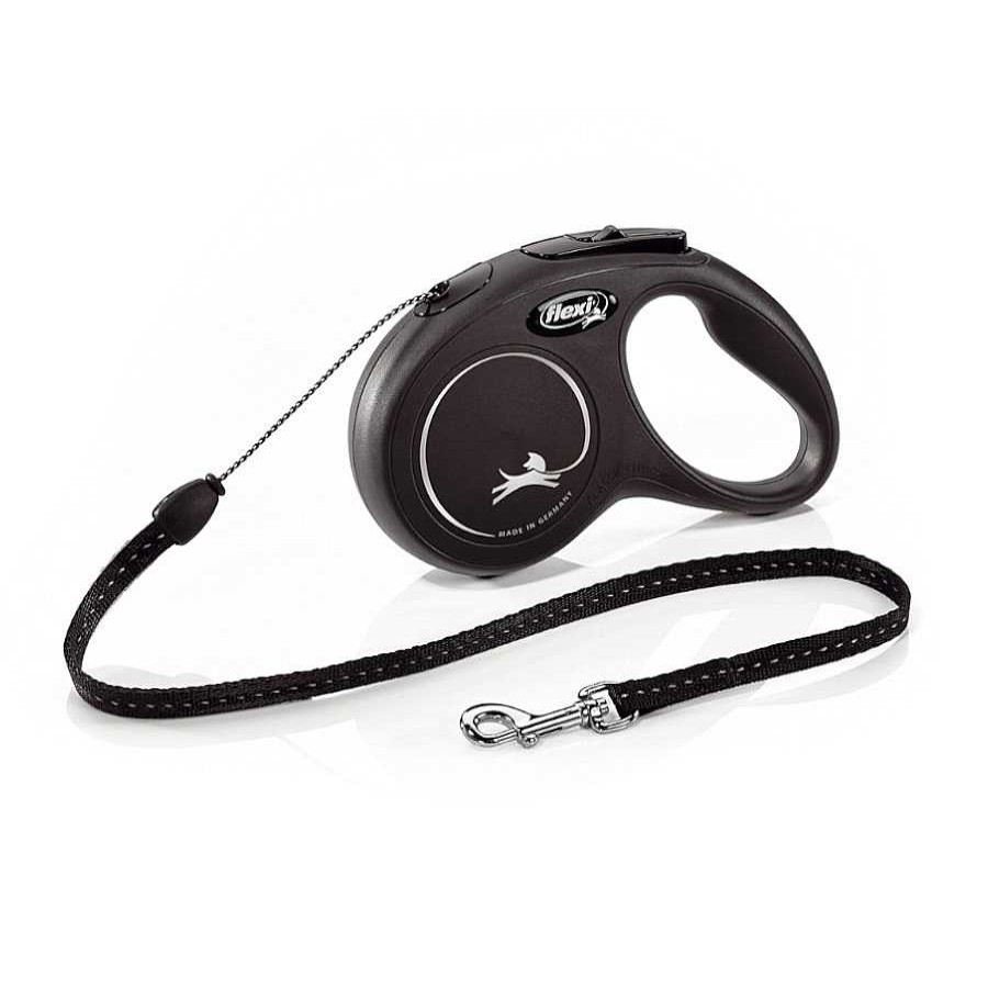 Perros Flexi Correas Para Perros | Flexi New Classic Correa De Cord N Extensible Negra Para Perros