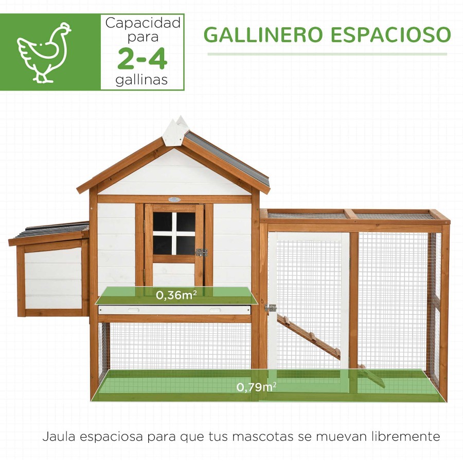 Otros Animales PawHut Gallinas Y Aves De Corral | Pawhut Gallinero De Madera Para Exterior Con Techo Resistente Al Agua