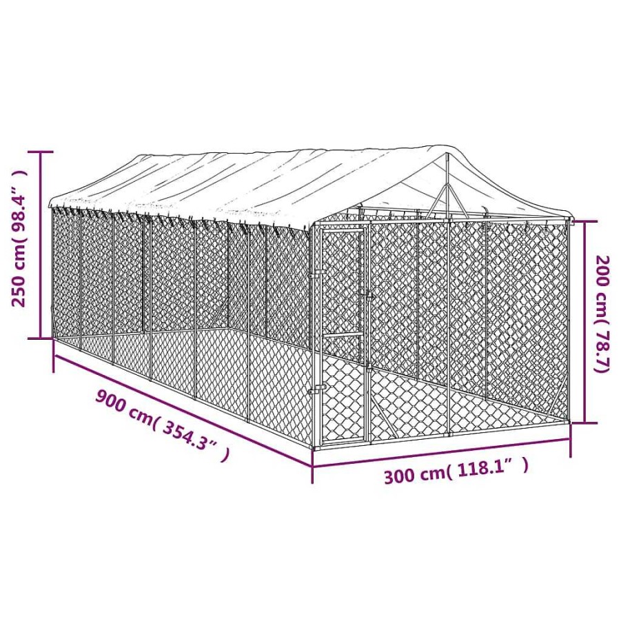 Perros vidaxl Transportines Para Perros | Vidaxl Perrera De Exterior Con Techo De Acero Color Plata