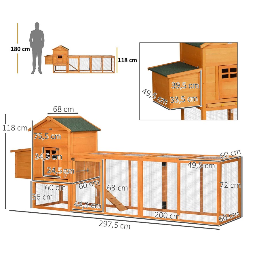 Otros Animales PawHut Gallinas Y Aves De Corral | Pawhut Gallinero Grande De Madera De 2 Pisos