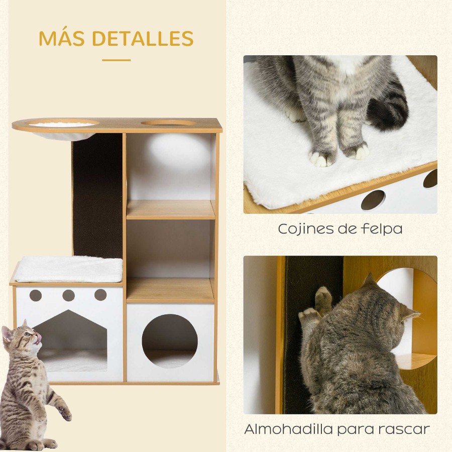 Gatos PawHut Camas Para Gatos | Pawhut Rbol Rascador De Madera Para Gatos