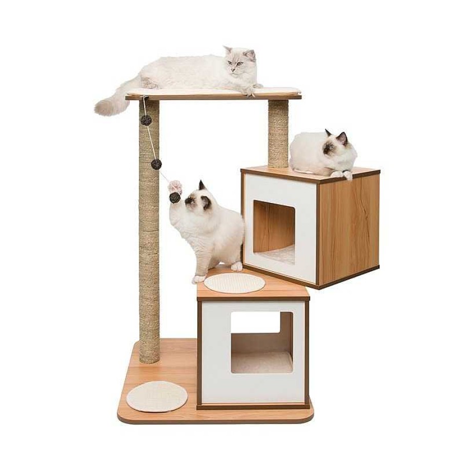 Otros Animales Catit Muebles | Rascador Vesper Doble Para Gatos Color Roble