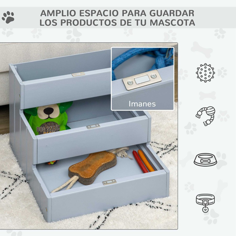 Perros PawHut Accesorios Coche Y Viajes | Pawhut Escalera Gris Para Mascotas