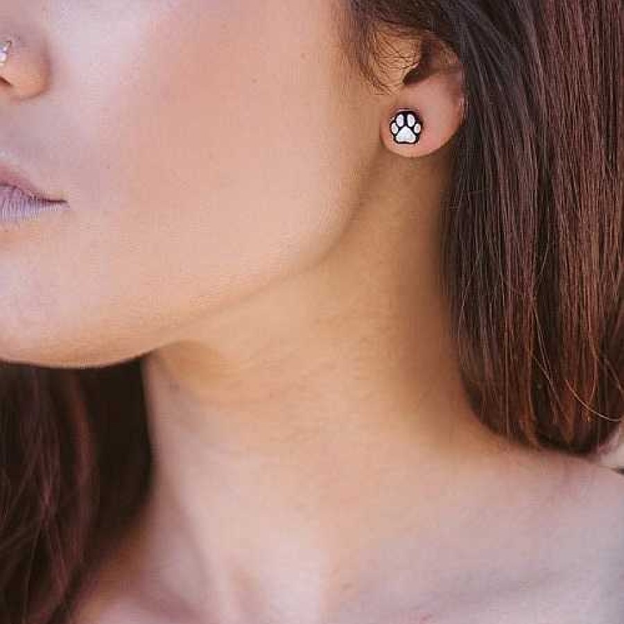 Otros Animales Seron Moda Y Complementos | Seron Pendientes Peque Os Con Huella Plateados