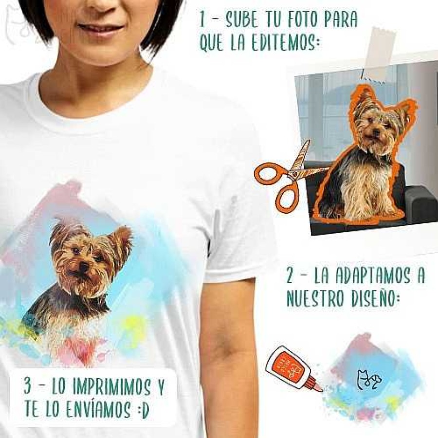 Otros Animales Mascochula Moda Y Complementos | Mascochula Camiseta Mujer Acuarela Personalizada Con Tu Mascota Negra