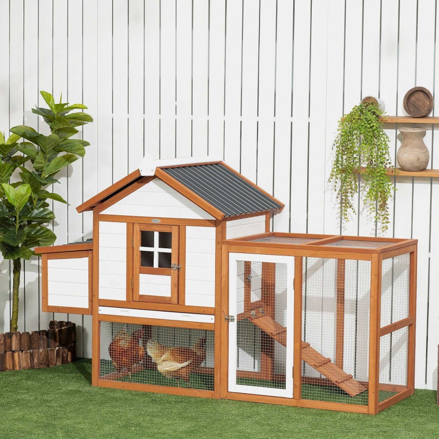 Otros Animales PawHut Gallinas Y Aves De Corral | Pawhut Gallinero De Madera Para Exterior Con Techo Resistente Al Agua