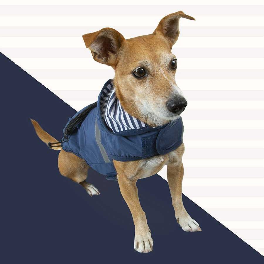 Perros Outech Ropa Para Perros | Outech Impermeable Con Bolsillo Azul Marino Para Perros