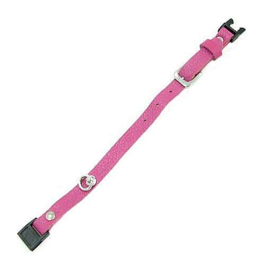 Gatos TK-Pet Accesorios De Paseo | Tk-Pet Gante Collar De Cuero Fuscia Para Gatos