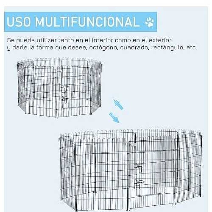 Perros PawHut Transportines Para Perros | Pawhut Parque Plegable Negro Para Cachorros