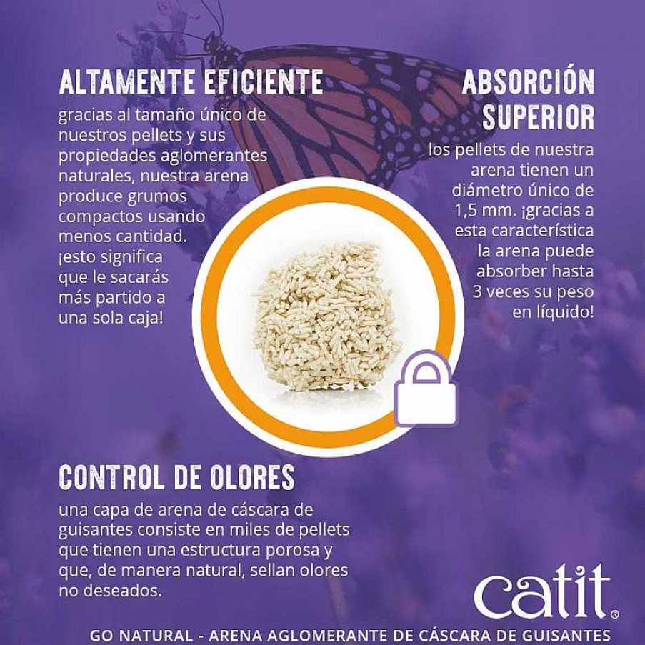 Gatos Catit Arena Aglomerante | Catit Go Natural! Arena Guisantes Lavanda