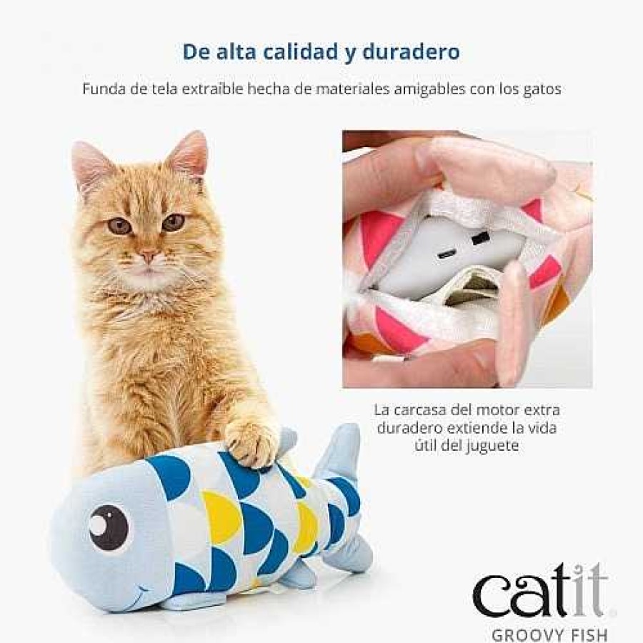 Gatos Catit Inteligencia E Interactivos | Juguete Interactivo En Forma De Pez Groovy Fish Para Gatos Color Azul