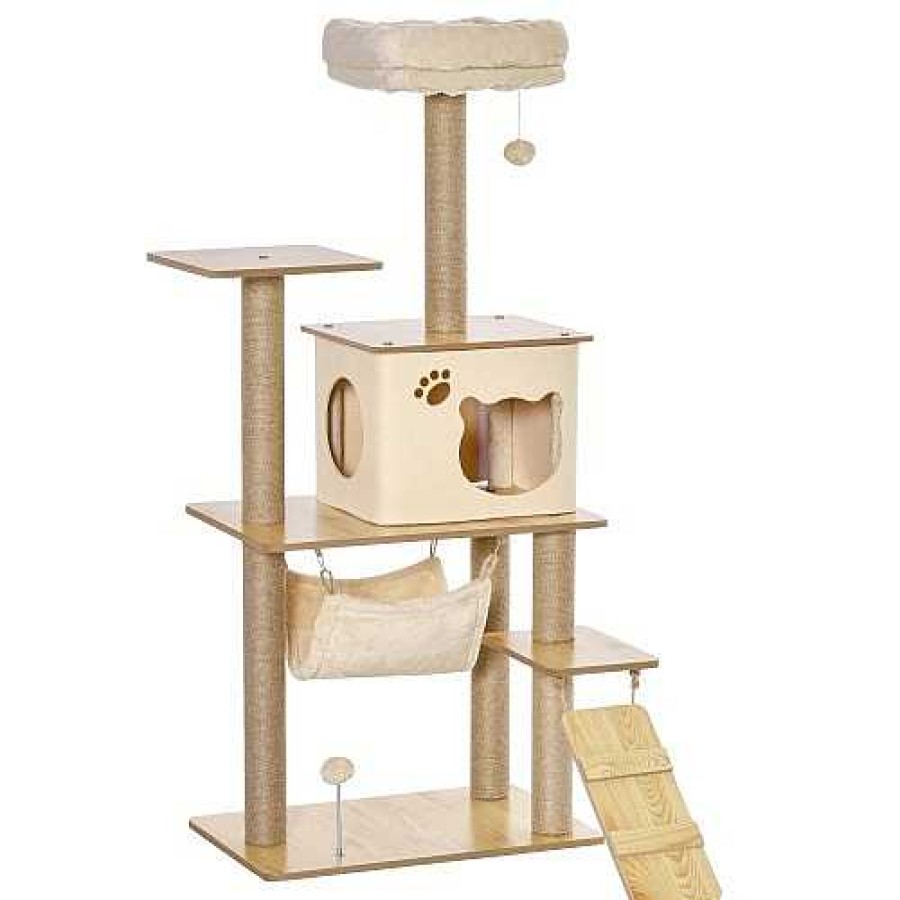 Gatos PawHut Rascadores | Rbol Rascador Para Gatos Pawhut Color Beige