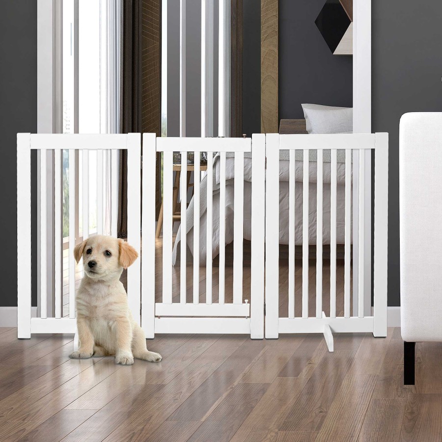 Perros PawHut Puertas Para Perros | Pawhut Barrera De Madera Valla Para Perros