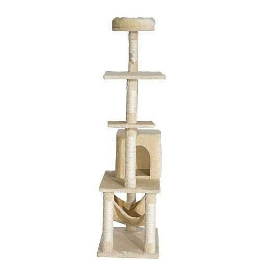 Gatos PawHut Rascadores | Pawhut Rbol Rascador 5 Plantas Beige Para Gatos