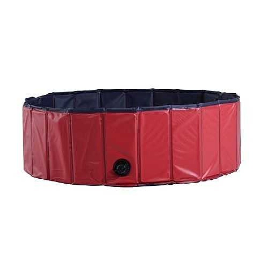 Perros PawHut Ocio Y Tiempo Libre | Pawhut Piscina Plegable De Pwc Rojo Para Mascotas