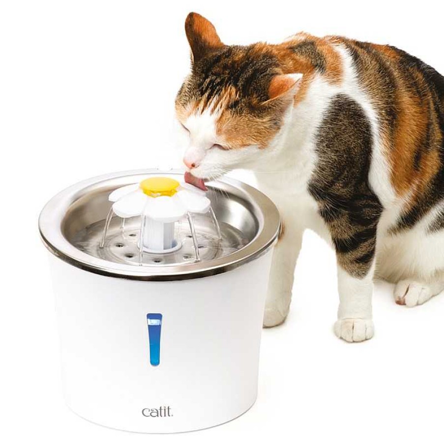 Gatos CATIT Comederos Y Bebederos | Catit Flower Foruntain Led De Acero Inoxidable 3L Para Gatos