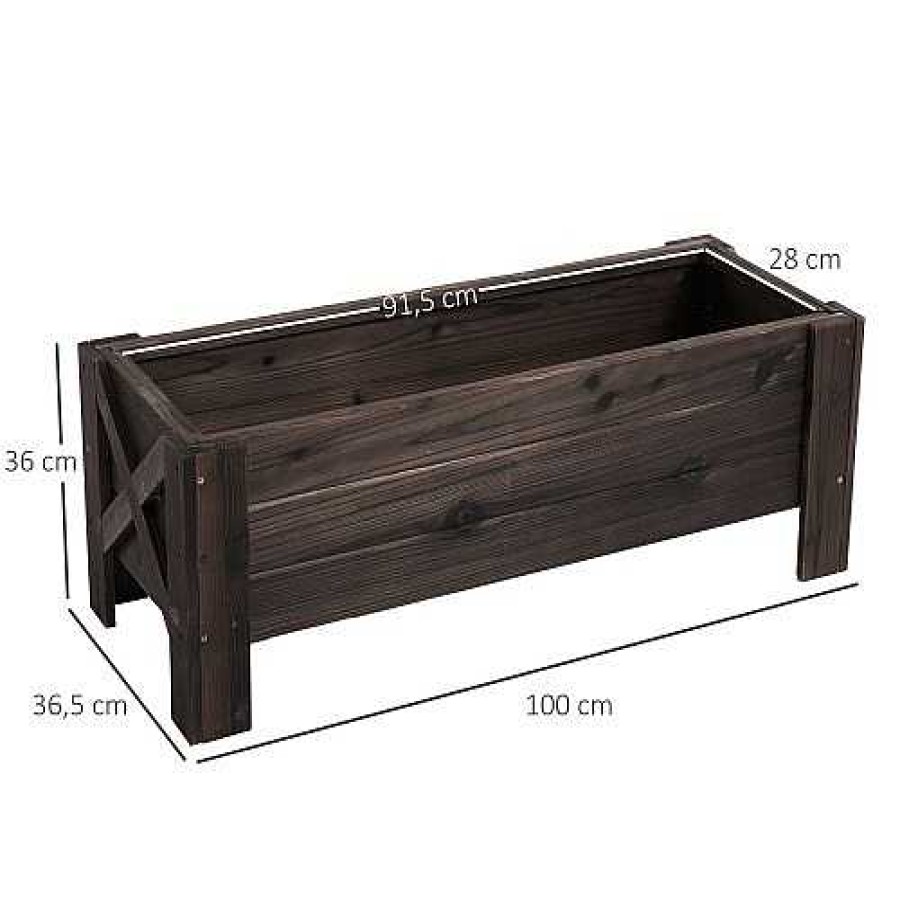 Otros Animales Outsunny Mobiliario De Jard N | Jardinera De Madera Maciza Rectangular Color Marr N