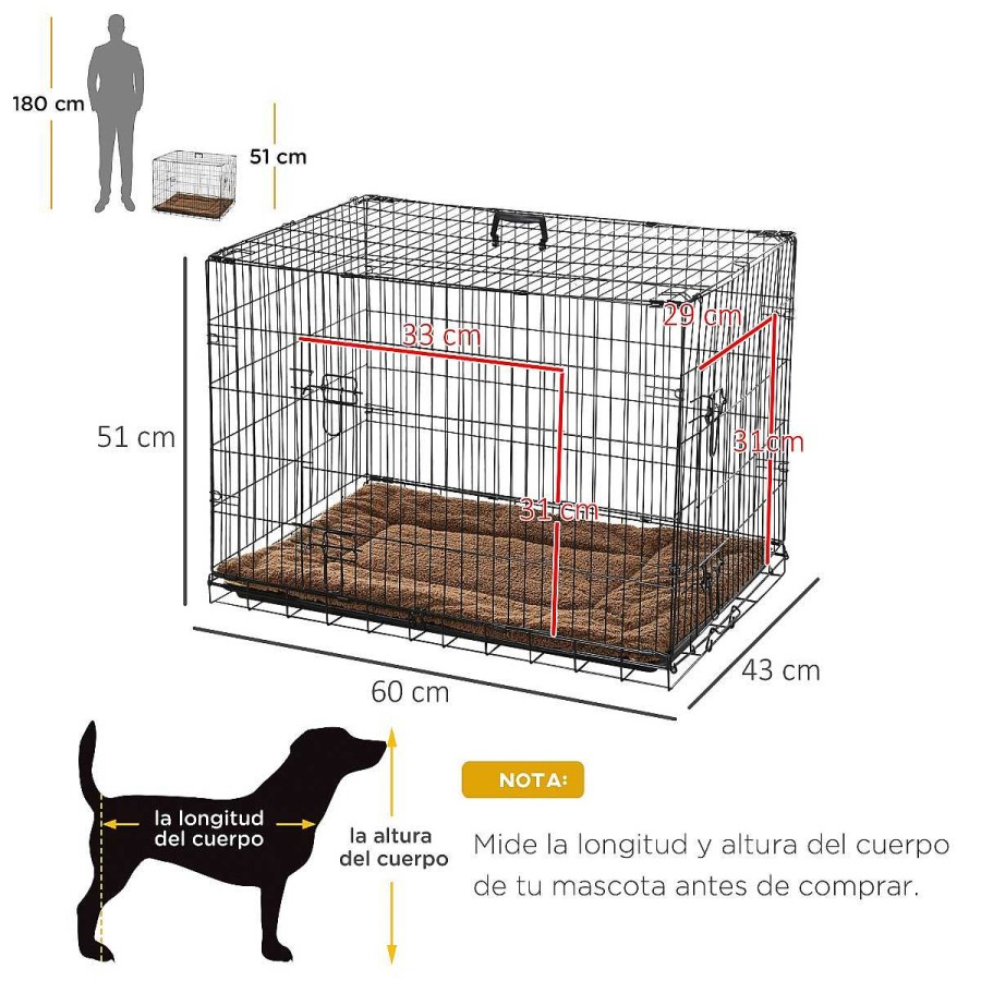 Perros PawHut Transportines Para Perros | Transport N Pawhut Abs Y Acero Con Coj N Color Marr N