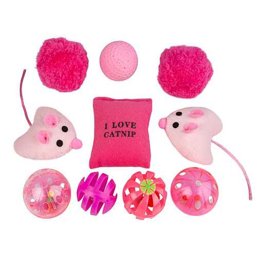 Gatos TK-Pet Ratones De Juguete | Tk-Pet Pucho Set De Juguetes Rosa Para Gatos