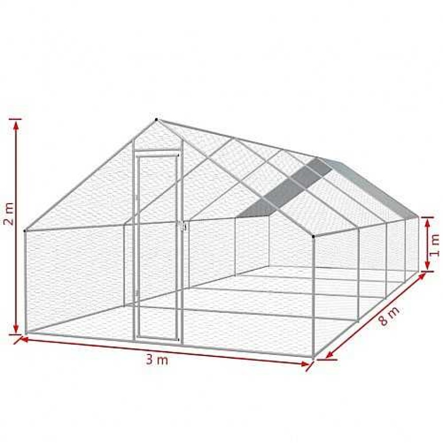 Otros Animales VidaXL Gallinas Y Aves De Corral | Gallinero De Gran Tama O Para Gallinas Color Plateado/Gris