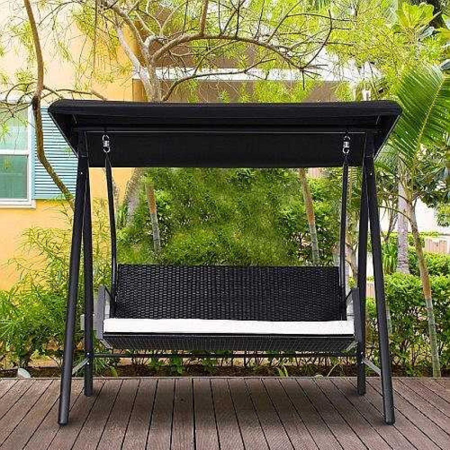 Perros Outsunny Ocio Y Tiempo Libre | Columpio Tipo Mecedora Outsunny Para Jardin Color Ratan