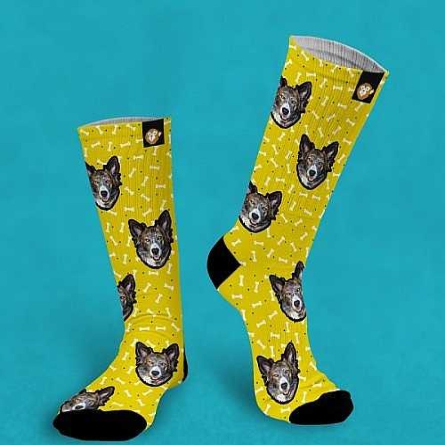 Otros Animales The Chango Moda Y Complementos | Calcetines Personalizados Doggy 2 Mascotas Color Amarillo