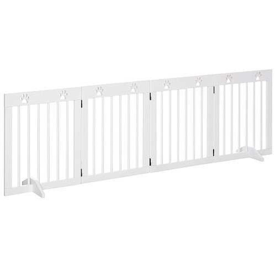 Perros PawHut Puertas Para Perros | Pawhut Barrera De Seguridad Plegable Color Blanco