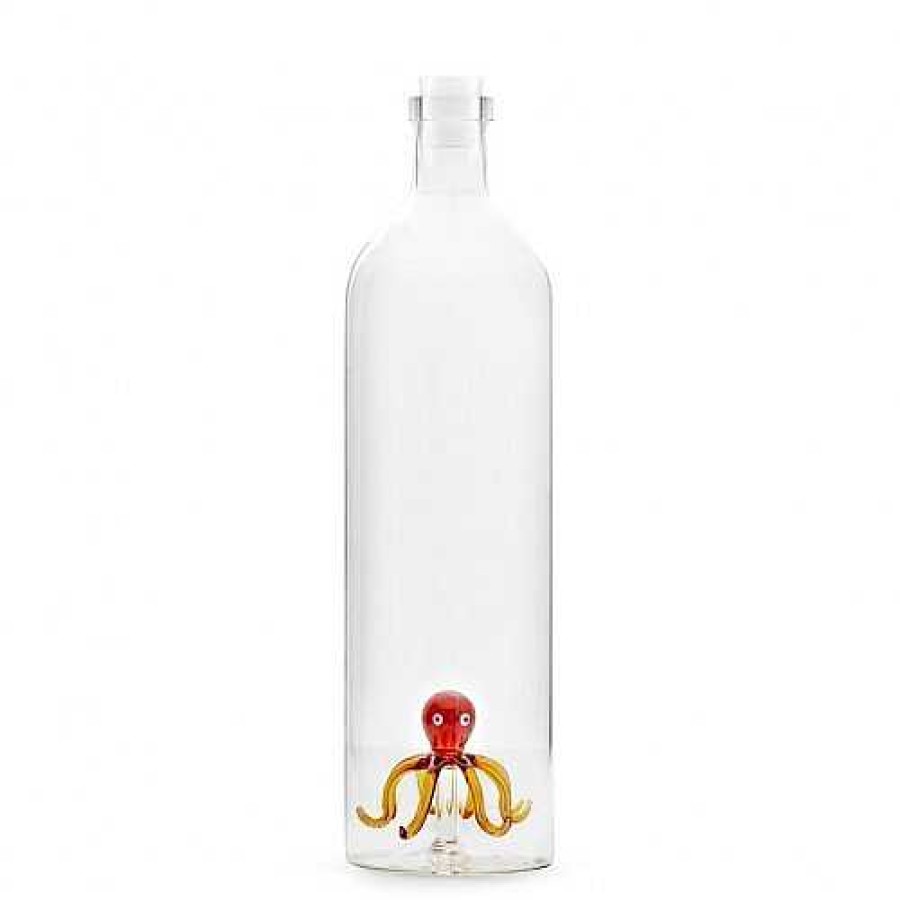 Otros Animales Balvi Menaje Hogar | Botella De Vidrio Para Agua Con Figura De Un Pulpo Color Blanco