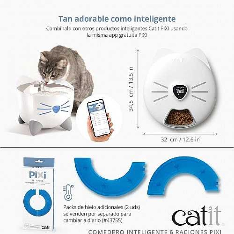 Gatos Catit Comederos Y Bebederos | Catit Pixi Comedero Autom Tico 6 Raciones Para Gatos