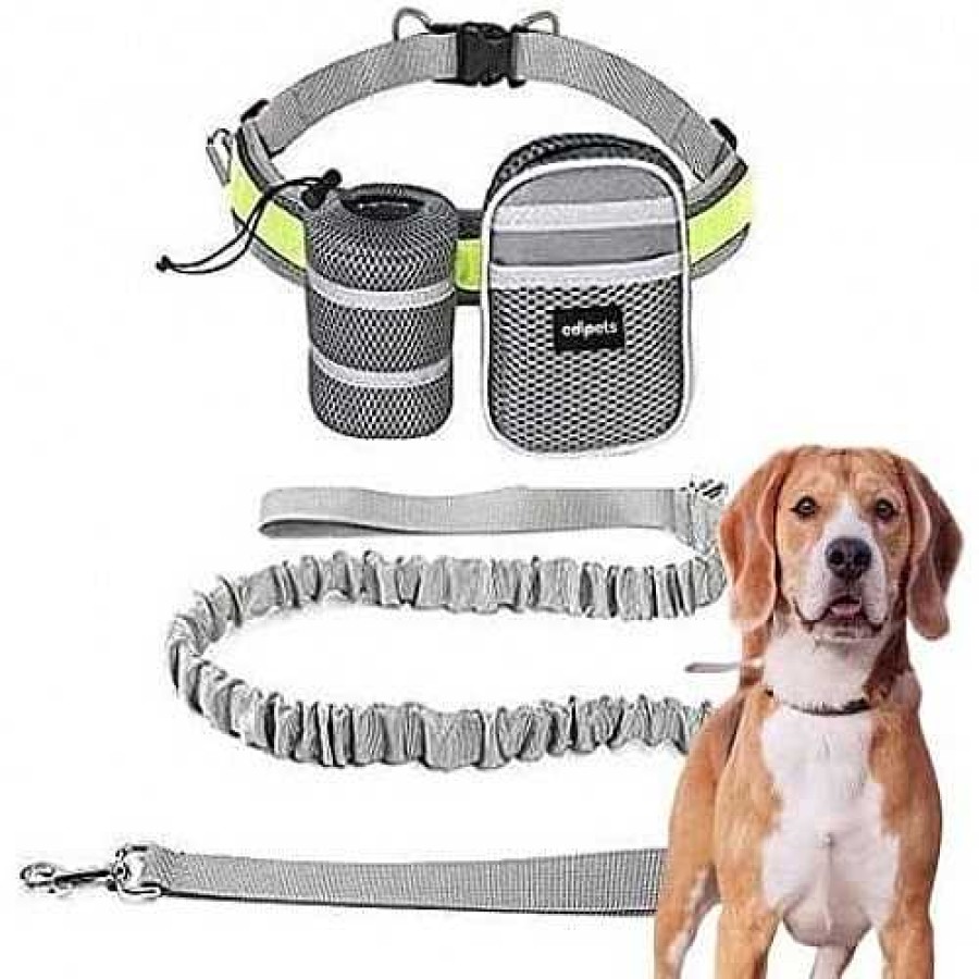 Perros Edipets Correas Para Perros | Edipets Correa Canicross Con Portabotellas Gris Para Perros