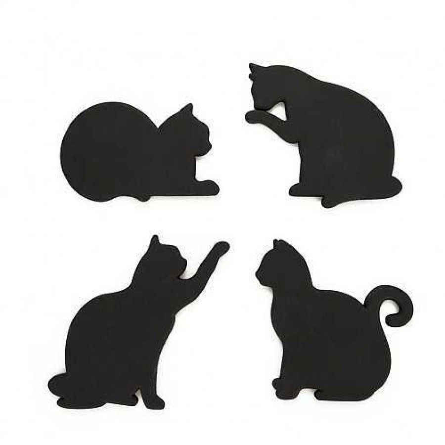 Otros Animales Balvi Menaje Hogar | Set De 4 Posavasos En Forma De Gato Color Negro