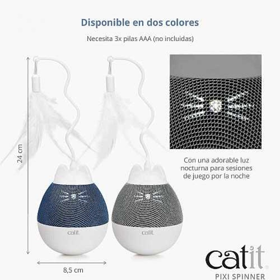 Gatos Catit Dispensadores De Snacks | Cat It Pixi Spinner Juguete Y Porta Golosinas Azul Para Gatos